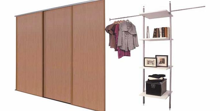 Home Decor Innovations Oak Panel Sliding Wardrobe Door Aura Kit - 91.4cm