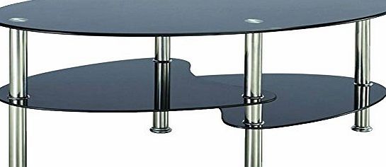 Home Discount Cara Oval Coffee Table Modern Metal Black Glass Coffee Table *BRAND NEW*