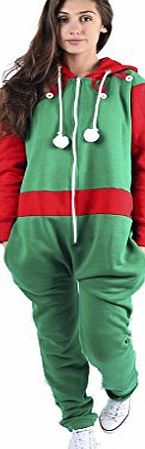 Home ware outlet New Unisex Mens Womens Ladies Xmas Christmas Elf Santa Jumpsuit Onesie Hoodies Playsuit Green Elf UK SIZE L