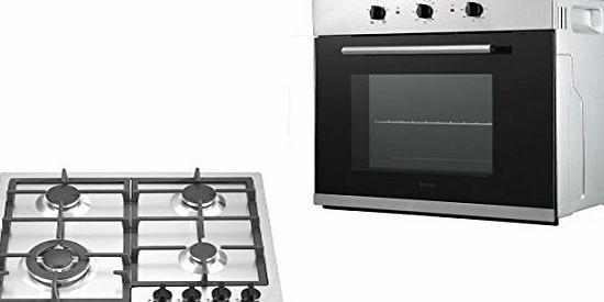 homeking  HO612X Built In Electric Fan Oven amp; HH65GX Gas Hob Pack in Stainless Steel