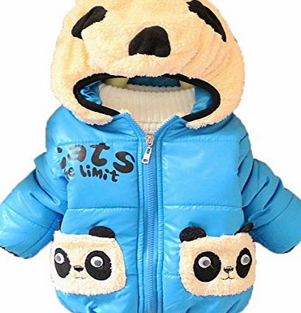 Hotportgift Fashion Baby boys and girls unisex Winter Jackets Girls Boys Hoodies Fleece Animal Panda Coats (12-18 month, blue)