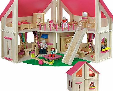 howa wooden dolls house with furniture and dolls by howa 7013