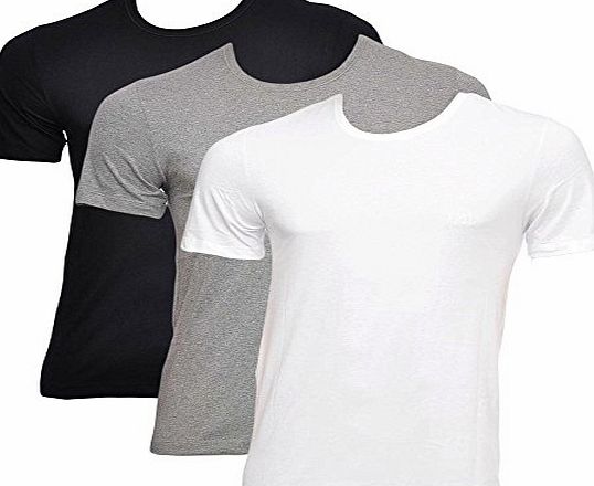 Hugo Boss 3 Pack Cotton Crew Neck Tshirts Medium 38-40 (97-101cm) Black/White/Grey