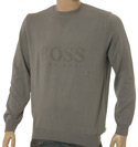 Hugo Boss Grey Fine Ribbed Cotton Mix Sweater