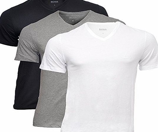 Hugo Boss  3-Pack Cotton Classic V-Neck T-Shirt, Black/Grey/White Black/White/Grey Medium
