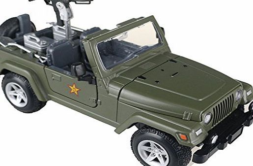 HY Alloy Military Vehicle WILLYS Army Jeep Inertia Buggy Car Model Electric Truck Toy with Battle Sound and Lights Boys Collection Series for Kids Children Playset