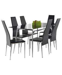 Hygena Javelin 150cm Glass Dining Table and 6