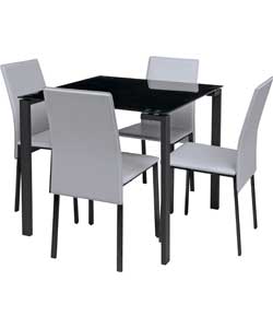 Hygena Rennes Black Dining Table and 4 White