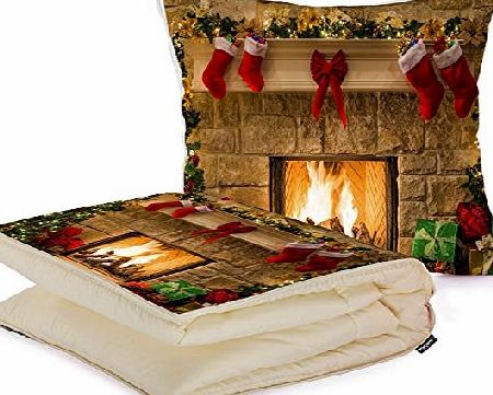 i FaMuRay Travel Pillow with Throw Blanket for Sleeping, Christmas Decoration By The Fireplace