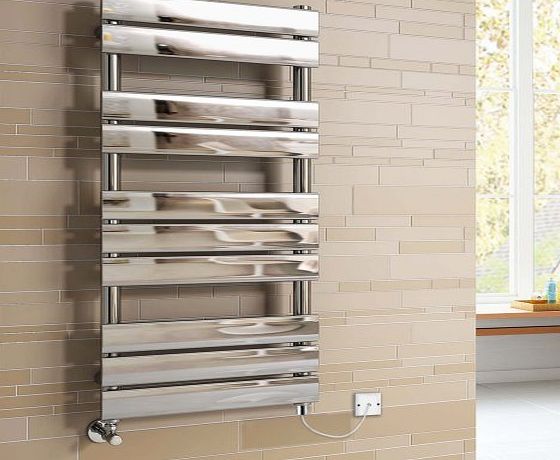 iBathUK 1000x450 mm Electric Chrome Designer Flat Panel Towel Rail Radiator Heated Bathroom