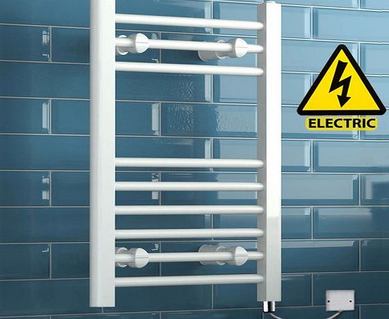 iBathUK 650 x 400 mm Electric Straight Towel Rail Radiator White Heated Ladder