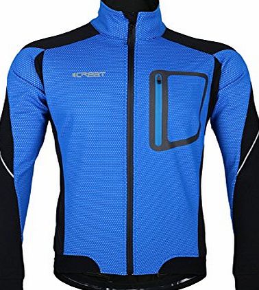 iCreat Mens Cycling Jacket Waterproof Windproof Breathable Lightweight High Visibility Warm Thermal Long Sleeve Jacket MTB Mountain Bike Jacket Blue, SIZE L