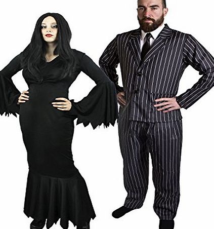 ILOVEFANCYDRESS COUPLES HALLOWEEN GOTHIC FANCY DRESS COSTUMES MR AND MRS TV FILM MOVIE CHARACTER (LADIES L   MENS XL)