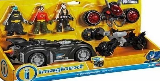 Imaginext Fisher Price - DC Super Friends - Imaginext - DC Super Friends Gift Set- Includes Batman, Robin amp; Bane Mini Figures, 3 Vehicles and Accessories!