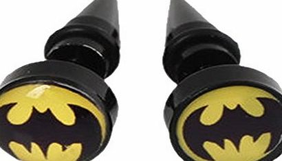 Imixcity Jewellery of Lords Pair of Black Unisex Batman Super Hero Stud Earring Bat Stainless Steel Emblem Logo Dark Knight (Yellow)