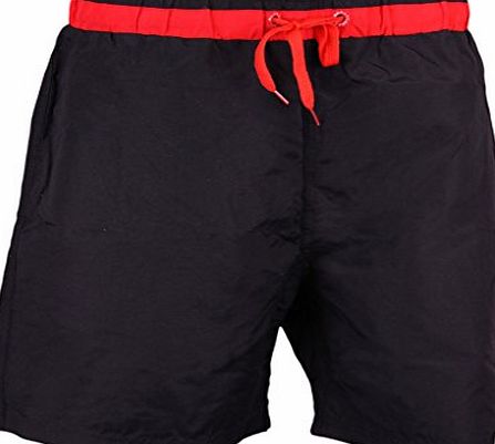 IMTD - Im Totally Different IMTD Mens Designer Red Band Detail Retro Swim Shorts Swimming Board Trunks Beach Holiday Shorts Red Band Design Size X Large