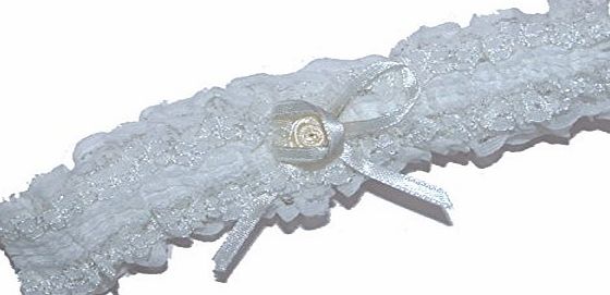 Inca Lace Garter With Rose Bow - Cream/Ivory (I6129)