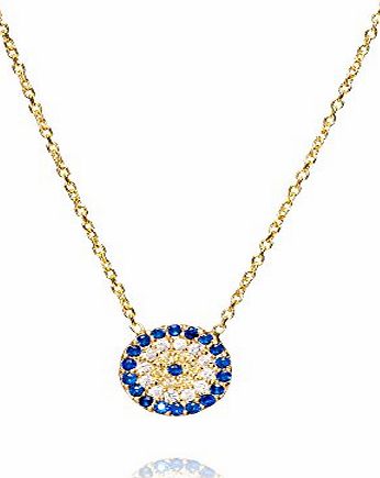 Ingenious Jewellery Sterling Silver Yellow Gold Plated Necklace with Round Evil Eye Pendant of 41.5-45cm