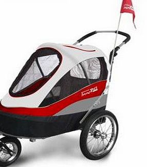 Innopet Durable and Multi-Functional Dog Bike Trailer or jogging pushchair. FREE Rain and Wind Cover,IPS-056/AT, Red / Off White grey, Dog Carrier, Trolley, Innopet, Sporty. Pet buggy, Pushchair, Pram for dog