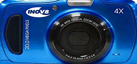 Inov8 C204M Underwater Compact Digital Camera (20.1 MP, 4x Optical Zoom, 2.7`` LCD, Li-ion battery, 10M (32ft) Waterproof, 1.5M (5ft) Shockproof, Dust/Sand proof) - Marine Blue