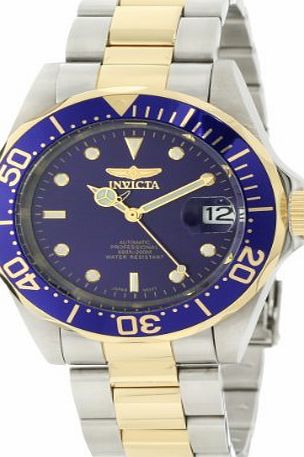 Invicta  Pro Diver Mens Automatic Watch with Blue Dial Analogue Display and Multicolour Stainless Steel Bracelet 8928