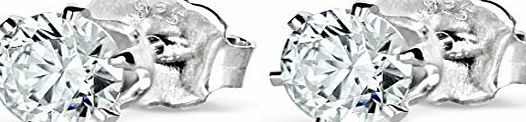 Isabella Silver Beautiful Sterling Silver Swarovski Zirconia Stud Earrings - 5mm (Clear)