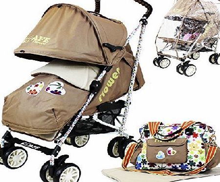 iSafe buggy Stroller Pushchair - Flowers (Complete With Footmuff, Changing Bag, Bumper Bar amp; Rain cover)