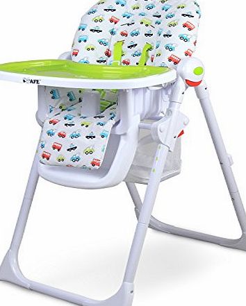 iSafe MAMA Highchair - Vrooom Recline Compact Padded Baby High Low Chair Complete With Double Tray amp; Storage Basket