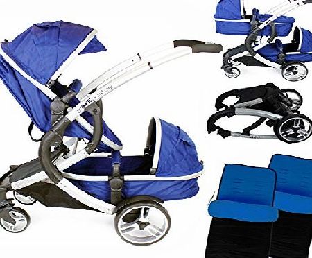 iSafe Tandem Pram meamp;you - 2 Tone Navy (Navy)   X 2 Foot Muff