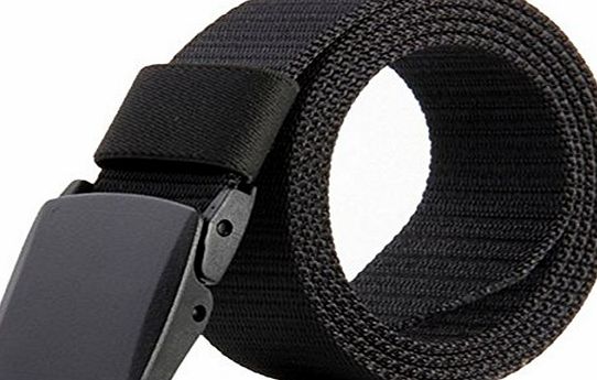 JasGood Nylon Canvas Breathable Quick-Drying Military Tactical Style Adjustable Waist Web Men Belt With Plastic Buckle JA015_Black