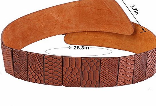 JasGood Womens Fashion Snake Pattern Wide Elastic Stretch Adjustable Waist Cinch Belt Waistband, Brown, 27.6 Inch