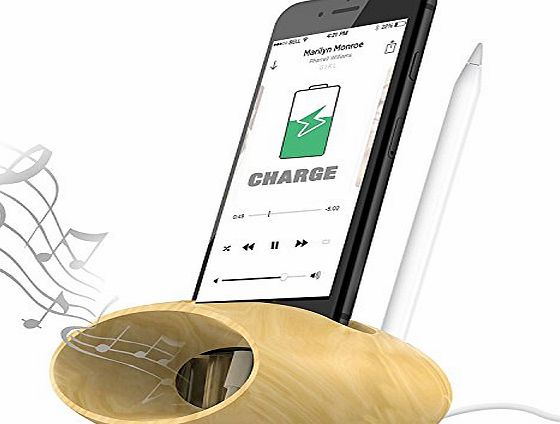 Jelly Comb Cell Phone Stand, Jelly Comb Charging Dock Station Phone Holder Amplifier Loud Speaker for iPhone, Samsung, All Smartphone, Natural Wood