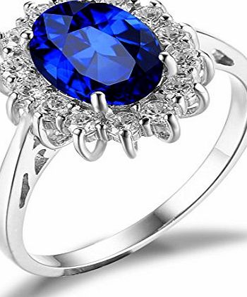 Jewelrypalace  Princess Diana William Kate Middletons 2.7ct Created Blue Sapphire Engagement 925 Sterling Silver Ring Size L