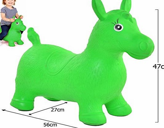 JJOnlineStore - Kids Boys Girls Animal Space Hopper Happy Inflatable Soft Horse Ride on Bouncy Soft Play Toys Bouncing Exercise Game (Green)