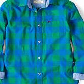 Johnnie  b Laundered Shirt, Blue Green Gingham 34584623