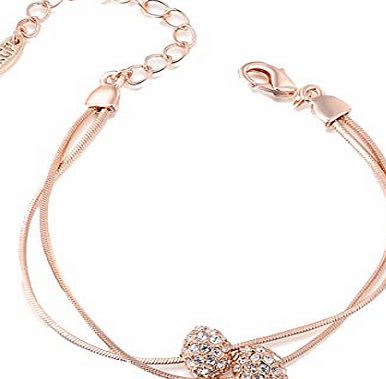 joyliveCY Elegant Hand Chain Charm Bracelet WomenS Jewelry Rose Gold Plated Bling Double Iron Bead
