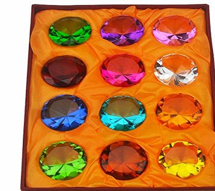 juanxian Gift Box Set 12 Beautiful Birthstones Paperweight Glass Diamond   Free Red String Bracelet Sku: X9003
