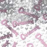 Just For Fun Baby Girls Christening? - Pink Christening Table Confetti - Silver hearts