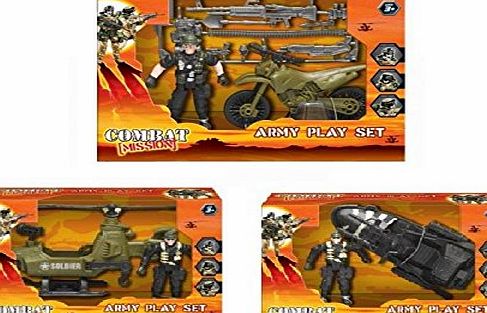 Kandy Combat Mission Boxed Army Play Set - Action Figure With Military Vehicle - One Picked At Random.