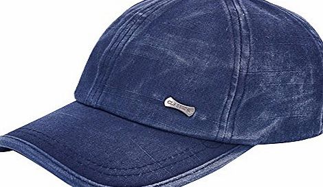 Kangqifen Mens Womens Washed Cotton Baseball Caps Outdoor Sports Sun Hat Adjustable(Blue)