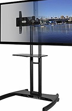 Kanto MTM65PL Mobile TV Stand with Adjustable Shelf and Mount for 37 to 65 inch Flat Panel Screens (Black)
