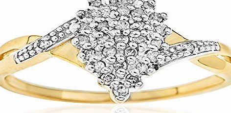 Kareco 9ct Yellow Gold 15Pts Diamond Cluster Ring - Size P