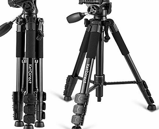 KetDirect Camera Tripod, KetDirect K111 Aluminum Professional Lightweight Camera Tripods with Rocker Arm Ball Head and Carry Case for Canon Nikon Sony Digital SLR Camera or Video (Black)