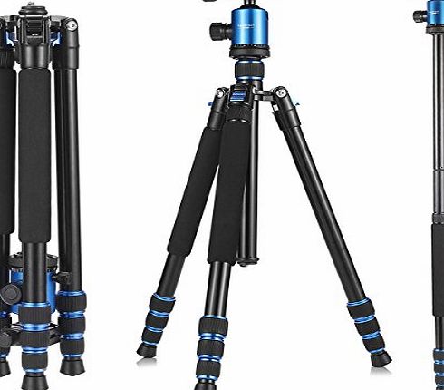 KetDirect Camera Tripod, KetDirect Portable Lightweight Travel Tripod For Camera, Professional Magnesium Aluminium monopod With 360 Degree Ball Head and Carry Case For Canon Nikon Sony Olympus DSLR Cameras(Blue