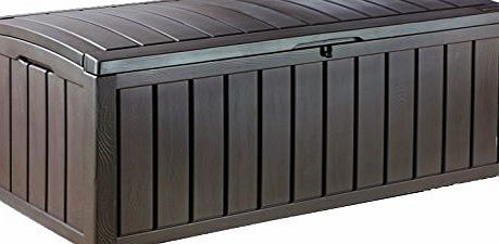 Keter Glenwood Plastic Storage Box Container Outdoor Garden Furniture, 390 L - Brown