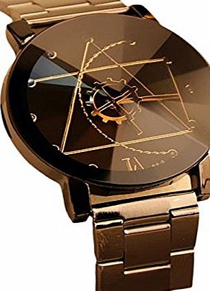 Kfnire Fashion Mens Compass Analog Watches Stainless Steel Quartz Wrist Watch