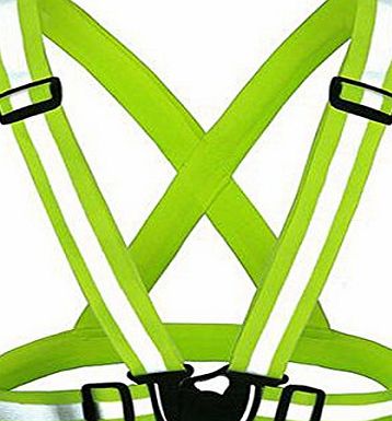KING DO WAY Adjustable Reflective Running Gear Safety Vest Waist Belt Stripes Jacket High Visibility for Outdoor Jogging, Cycling, Walking, Motorcycle Riding and Running green