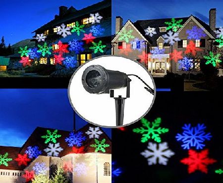 KING DO WAY LED Flood Lights Indoor/Outdoor Moving Landscape Projector Lamp Lighting for Halloween Christmas Tree Garden Patio Stage Party House Decoration Multi-Color Snowflake