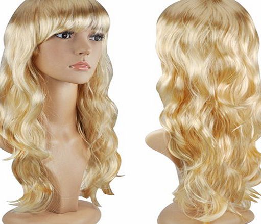 KING OF FLASH Accessotech Womens Sexy Long Curly Fancy Dress Wigs Cosplay Costume Ladies Full Wig Party Blonde
