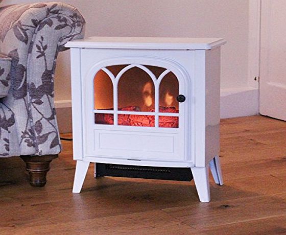 Kingfisher Limitless 2000W White Free-standing Stove Cast Iron Effect Electrical Fireplace Heater